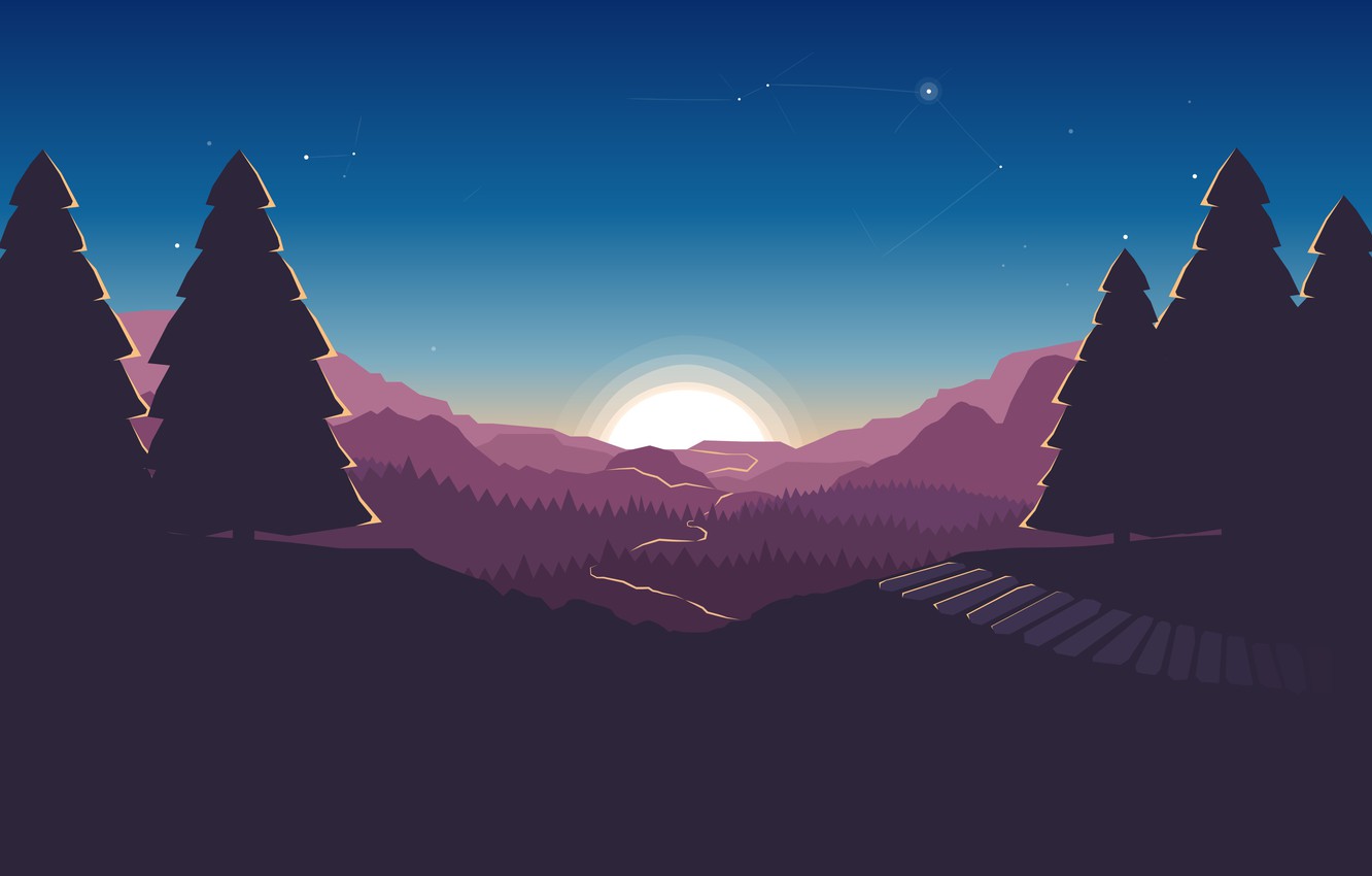 Low Poly Sunrise Mountain Portrait Wallpapers