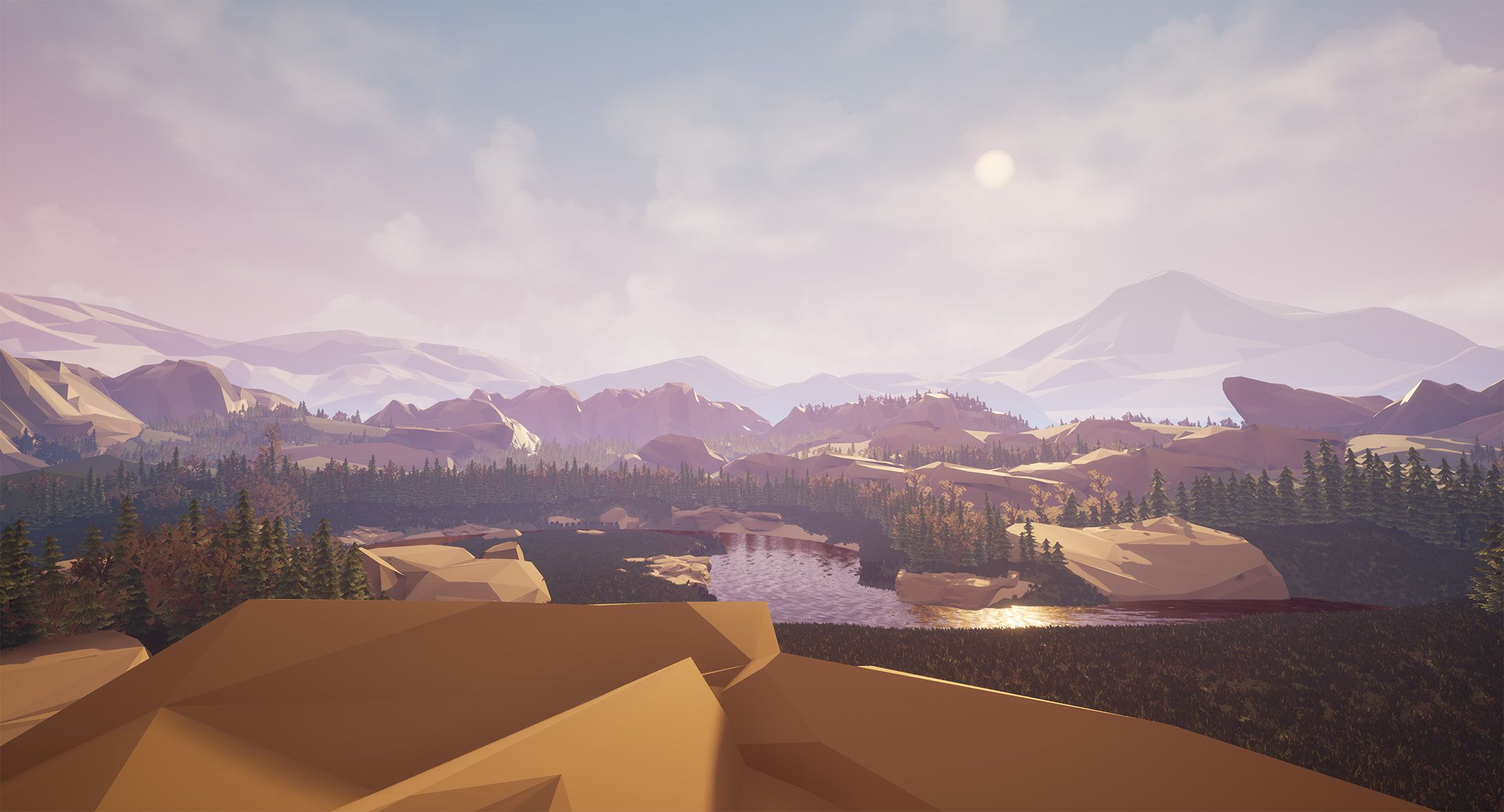 Low Poly Sunrise Mountain Portrait Wallpapers