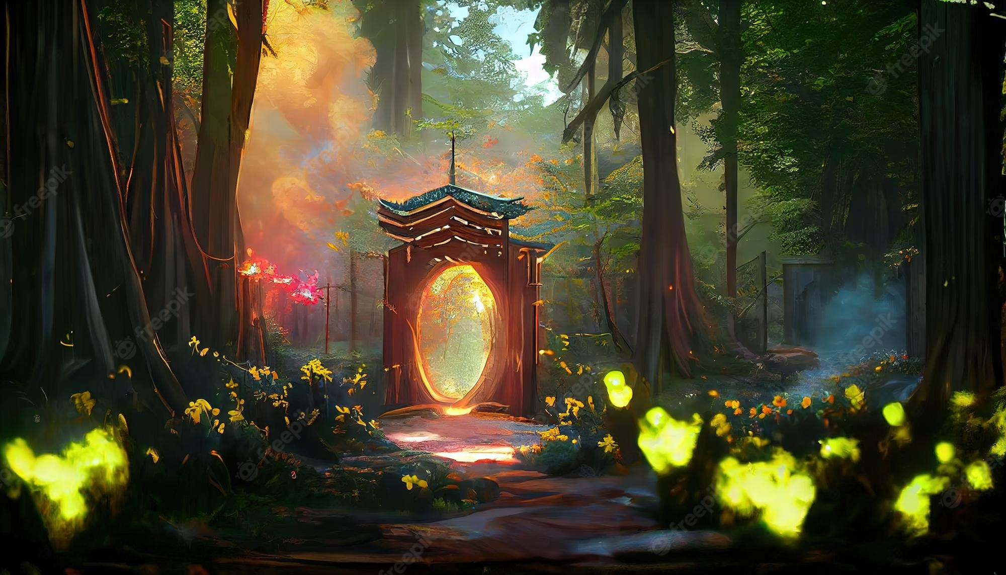 Magical Gate To Artistic Forest Wallpapers