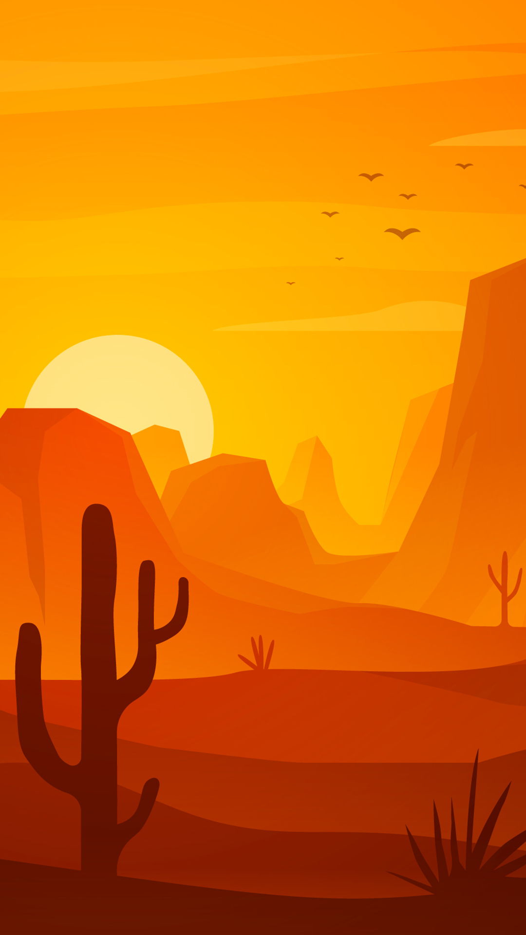 Minimalist Desert At Sunset Wallpapers