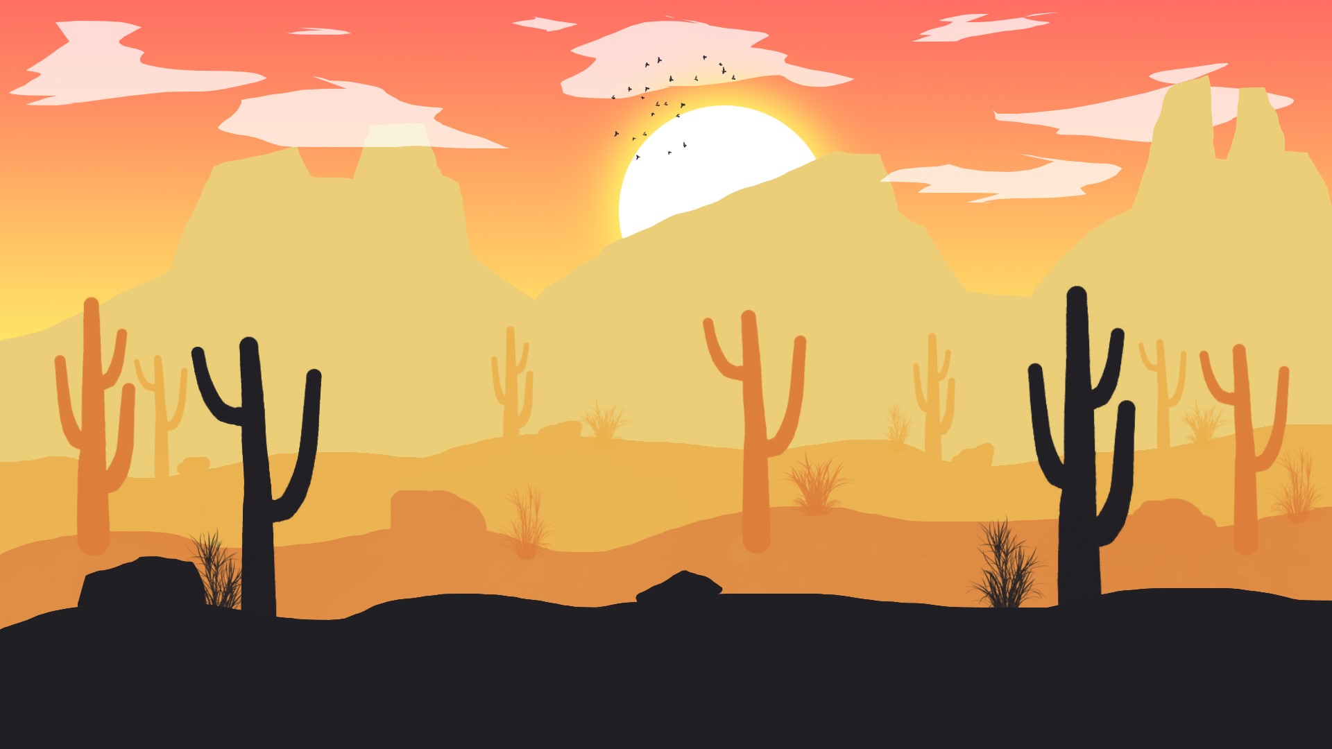 Minimalist Desert At Sunset Wallpapers