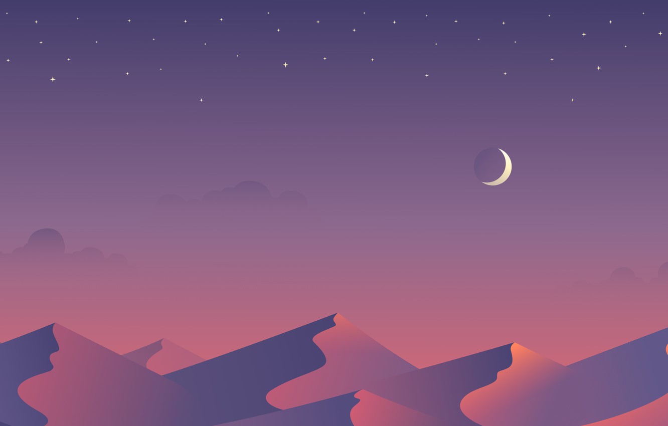 Minimalist Desert At Sunset Wallpapers