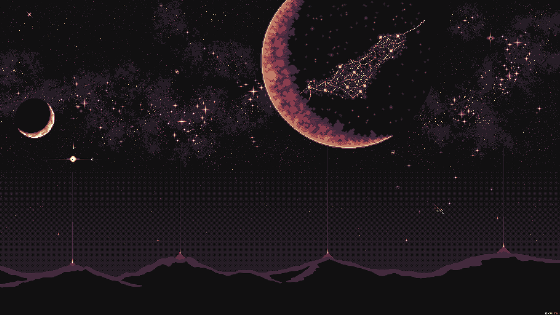 Moon Night Pixelart Wallpapers