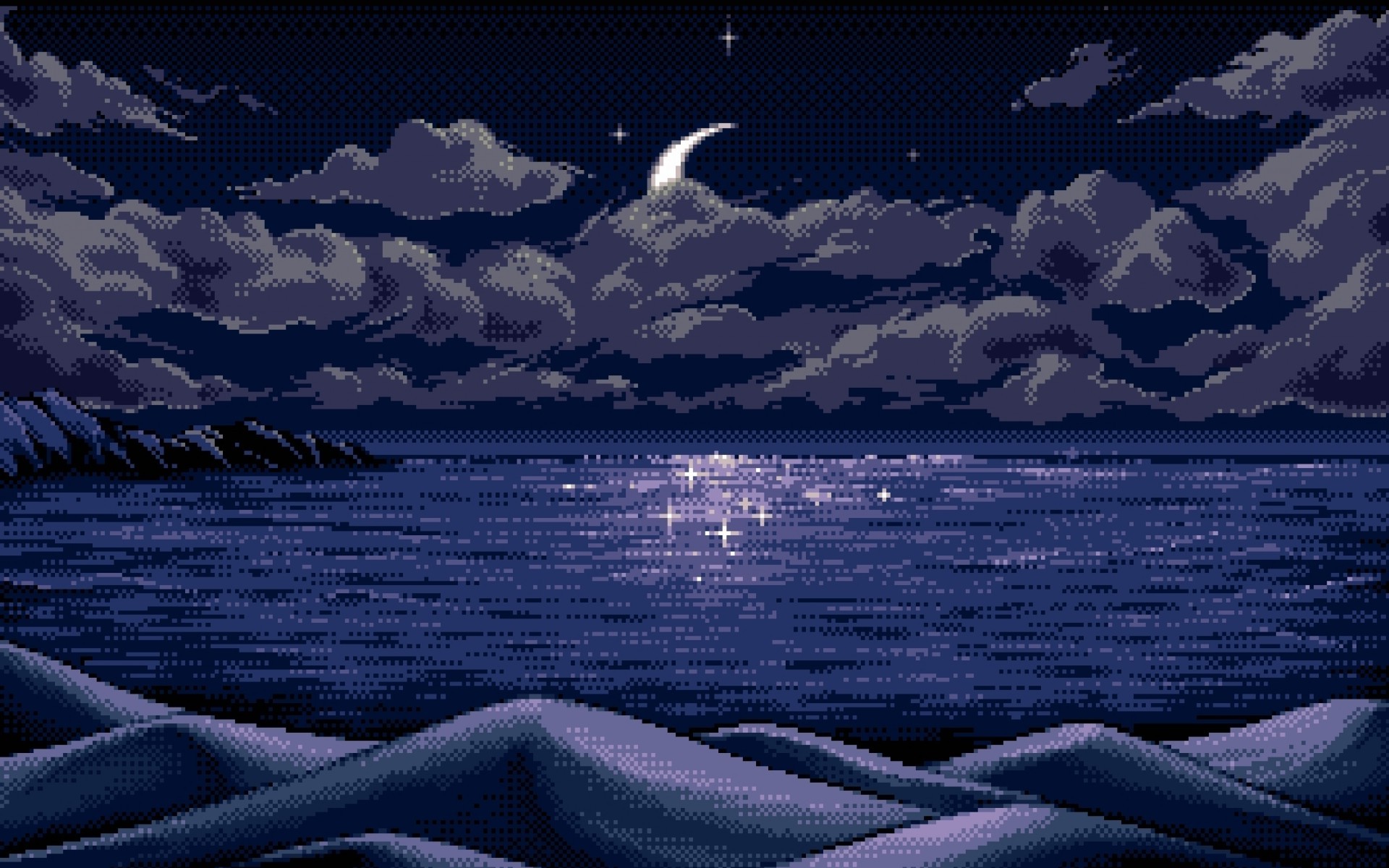 Moon Night Pixelart Wallpapers