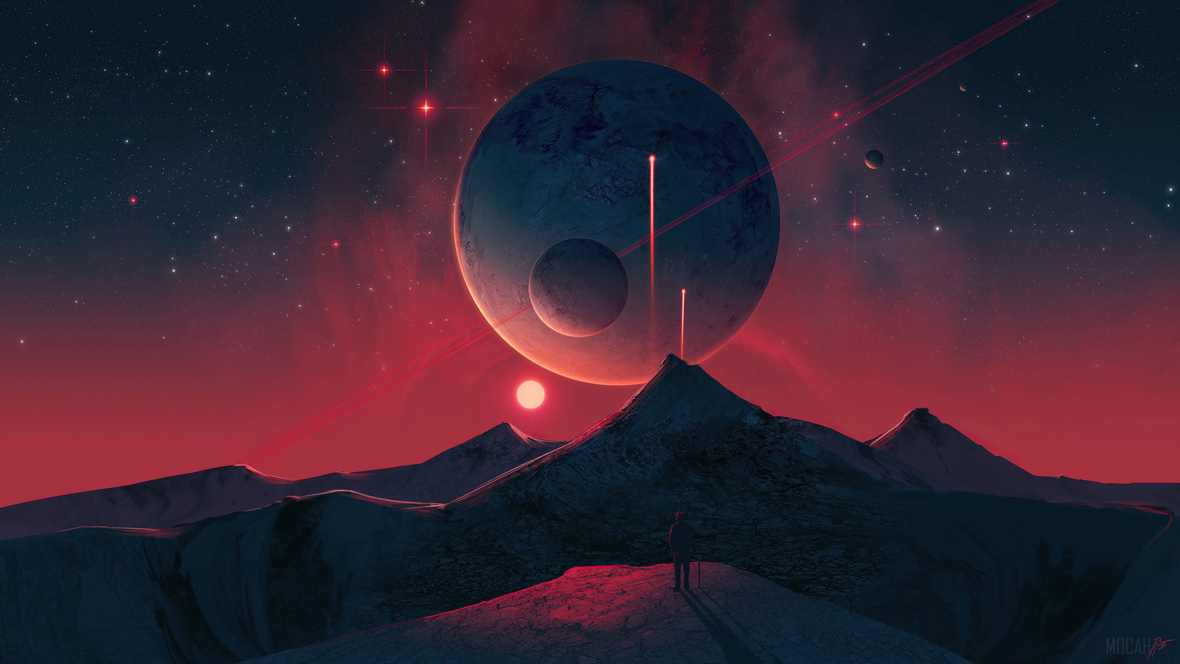 Moon Sci Fi Landscape 4K Digital Art Wallpapers