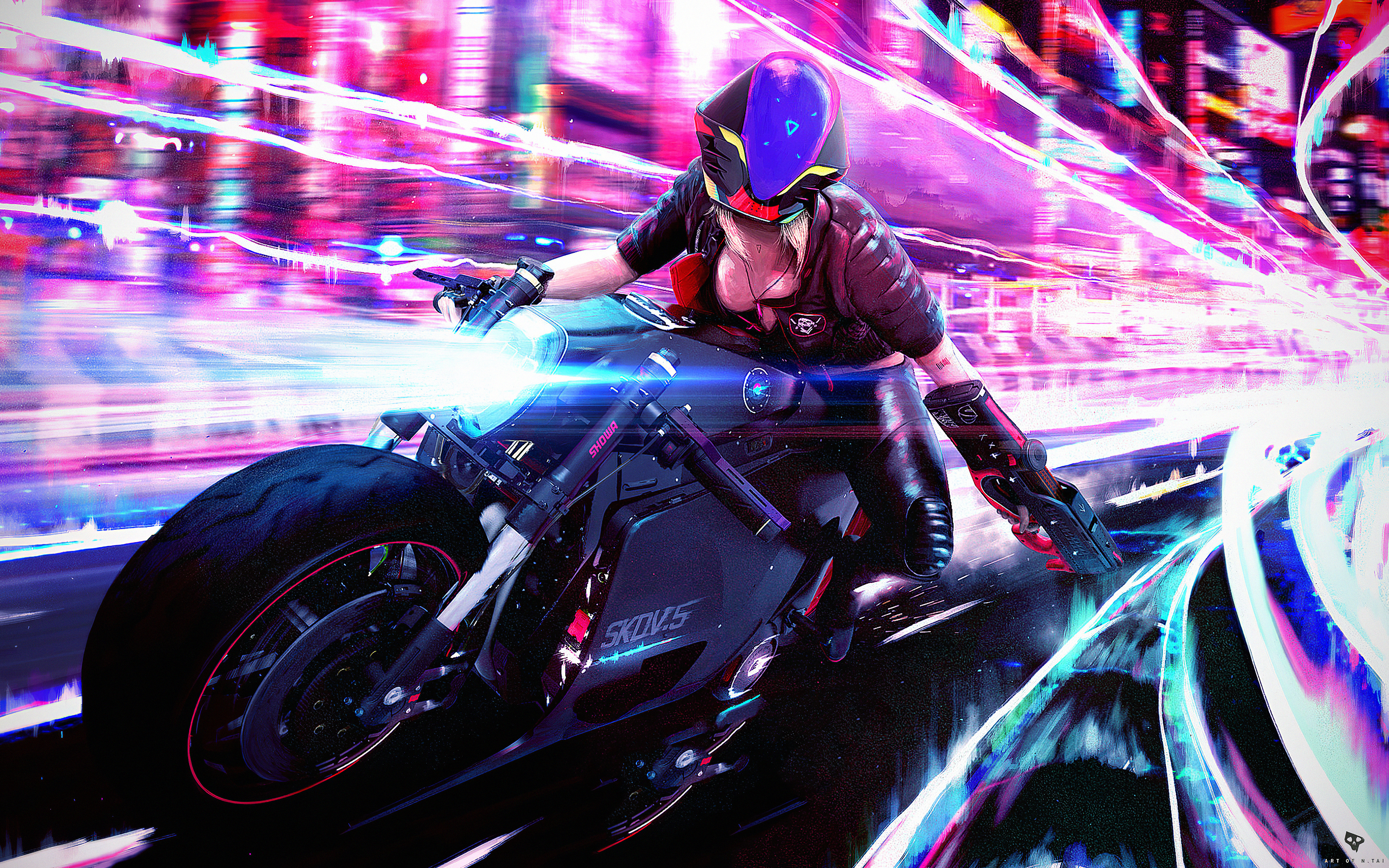 Motorcycle Cyberpunk Girl Wallpapers