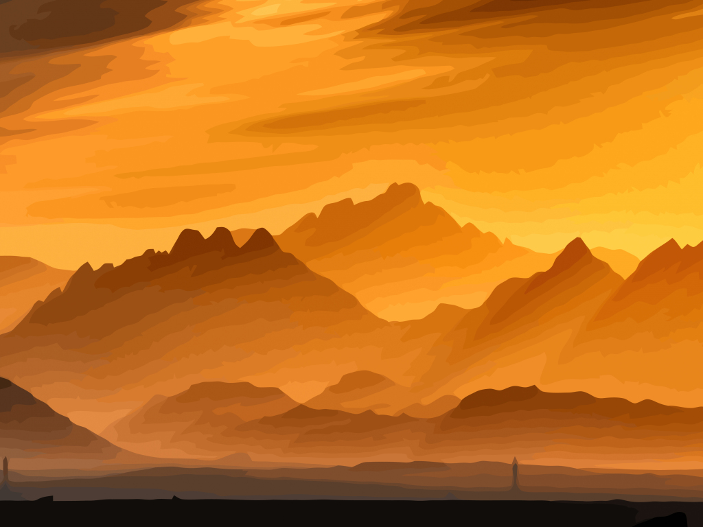 Mountain Sunset Digi Art Wallpapers