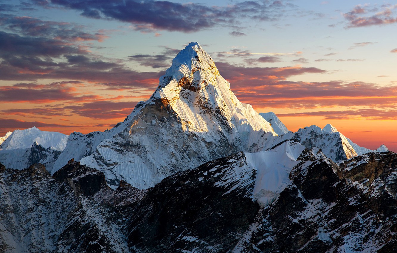 Mountains Sunrise Nepal Illustration Wallpapers