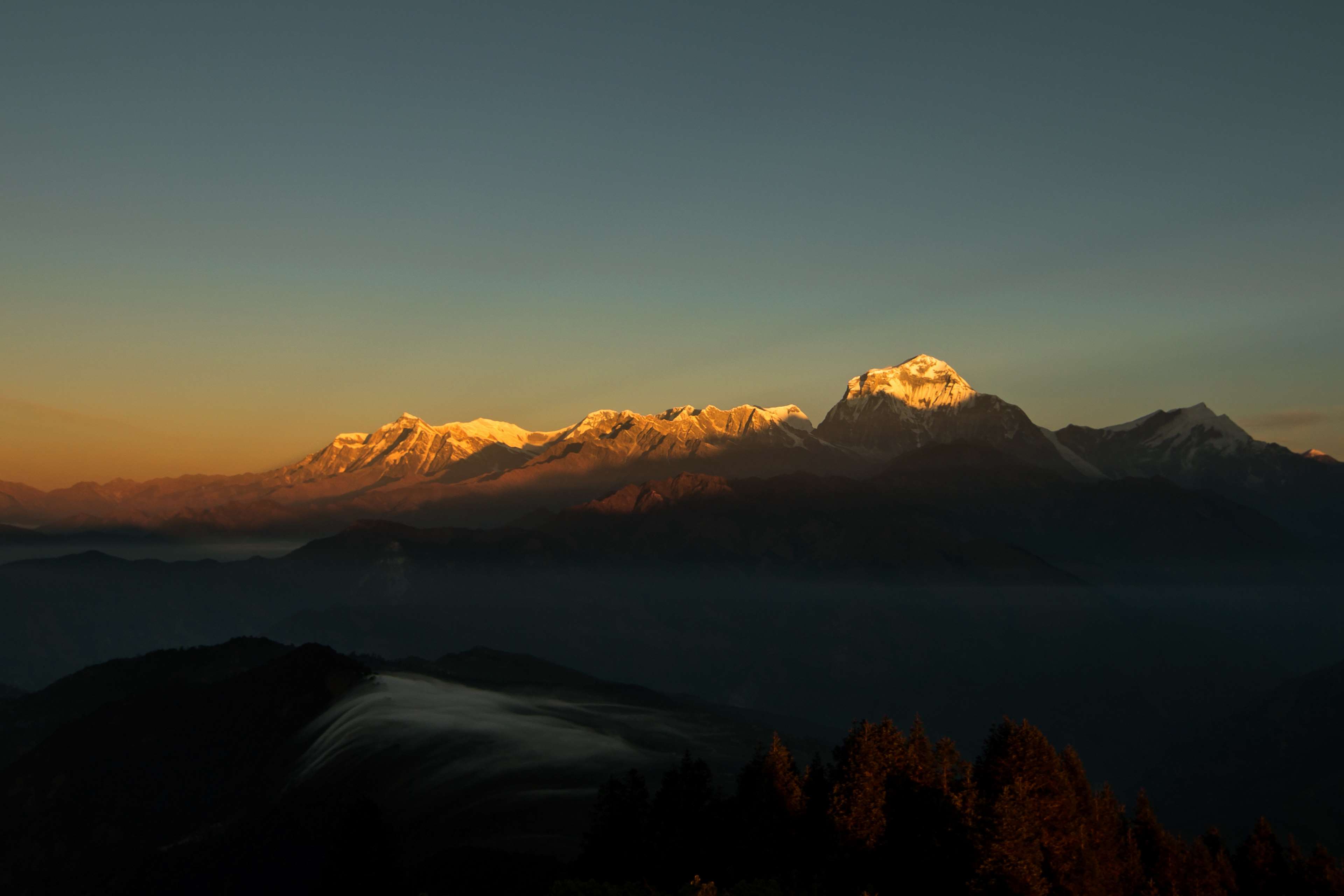 Mountains Sunrise Nepal Illustration Wallpapers