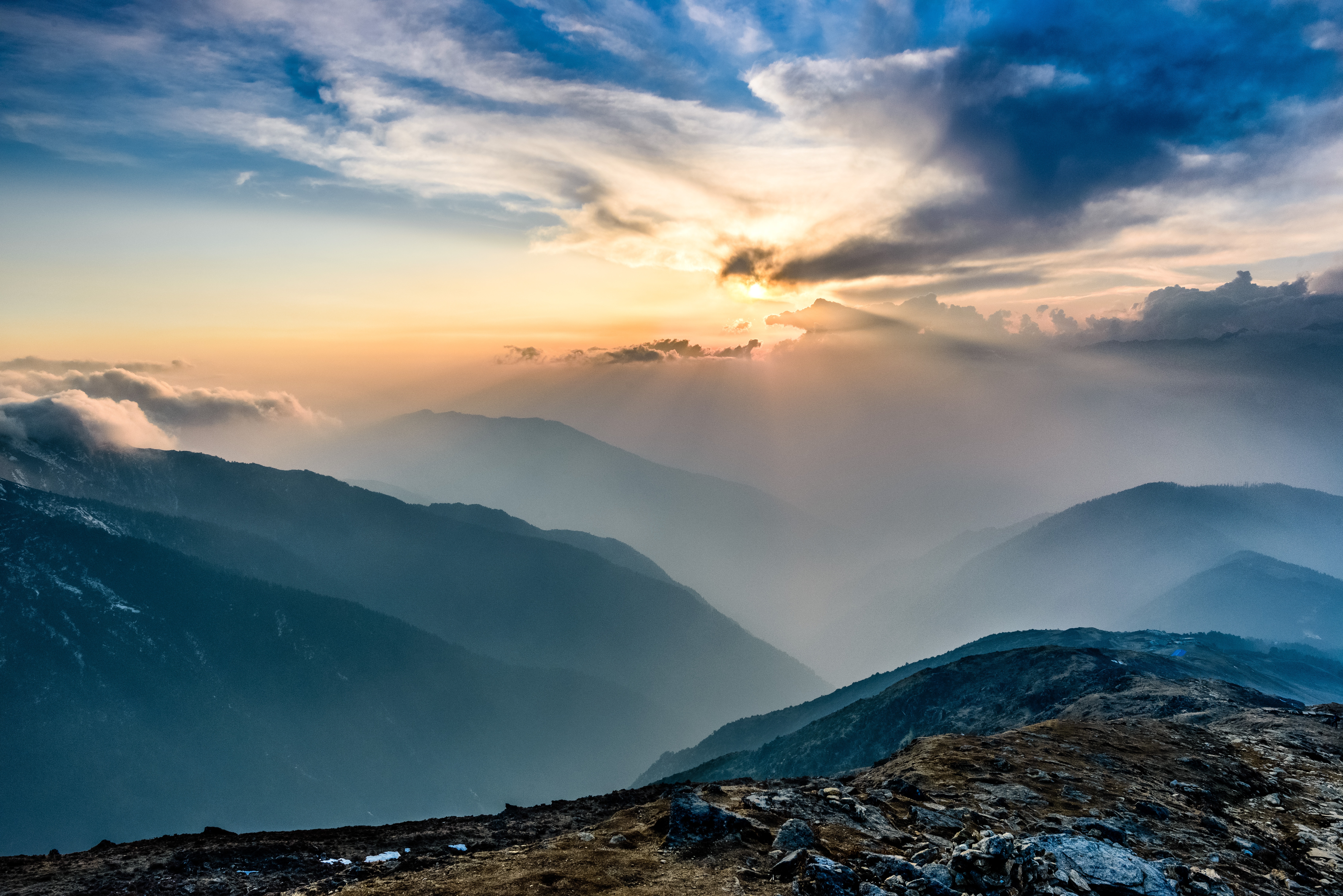 Mountains Sunrise Nepal Illustration Wallpapers