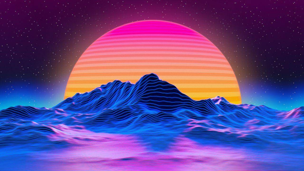 Neon Retro Planets Wallpapers