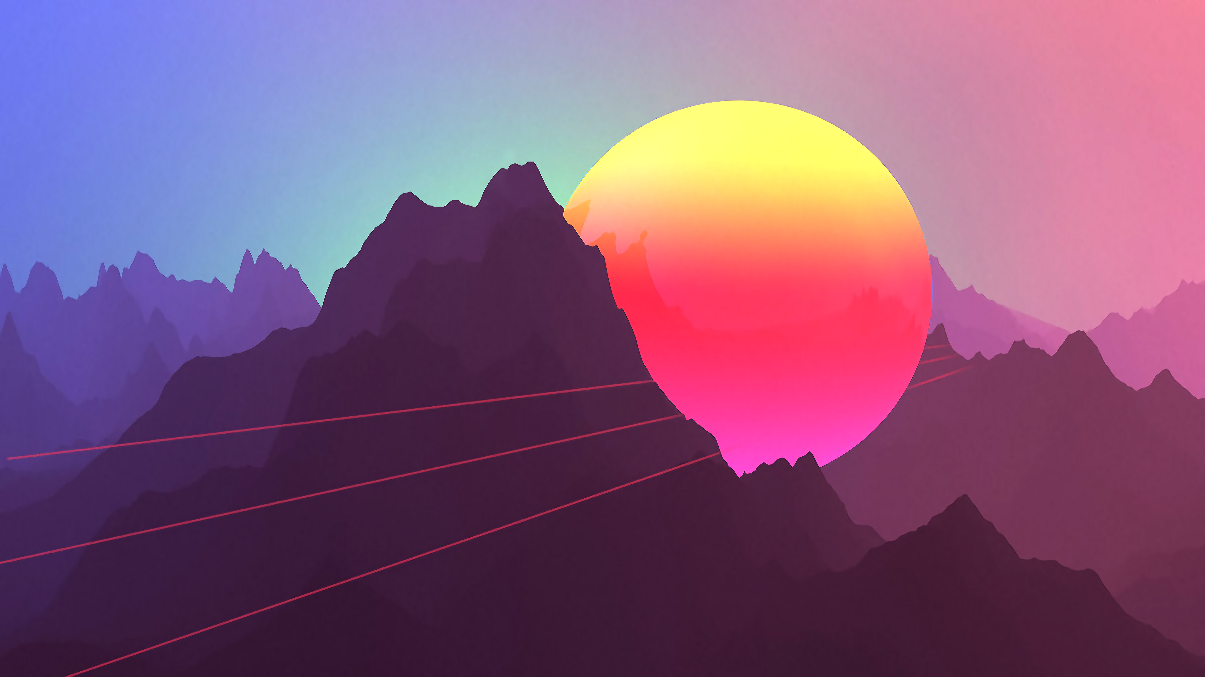 Neon Retrowave Hills Wallpapers