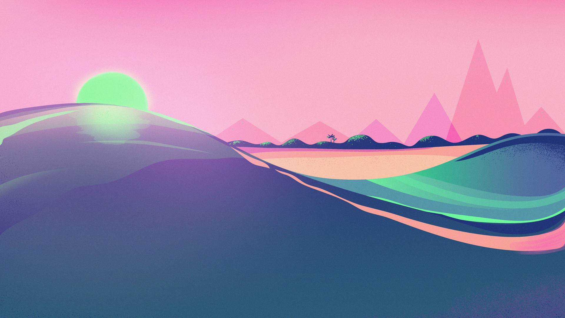 Neon Retrowave Hills Wallpapers