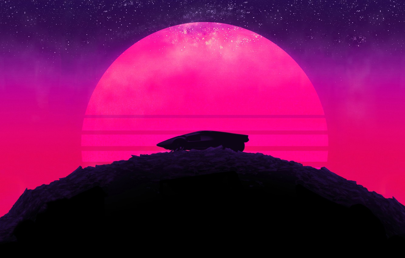 Neon Retrowave Hills Wallpapers