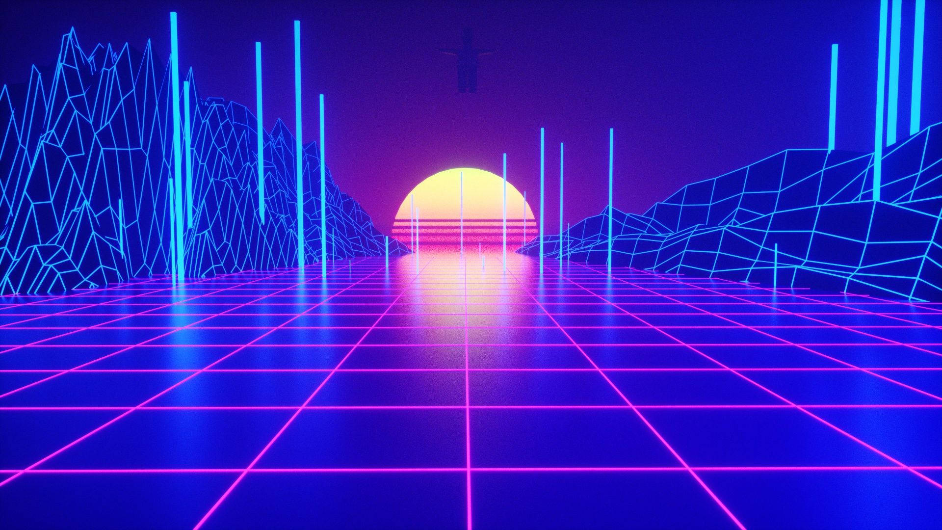 Neon Retrowave Hills Wallpapers