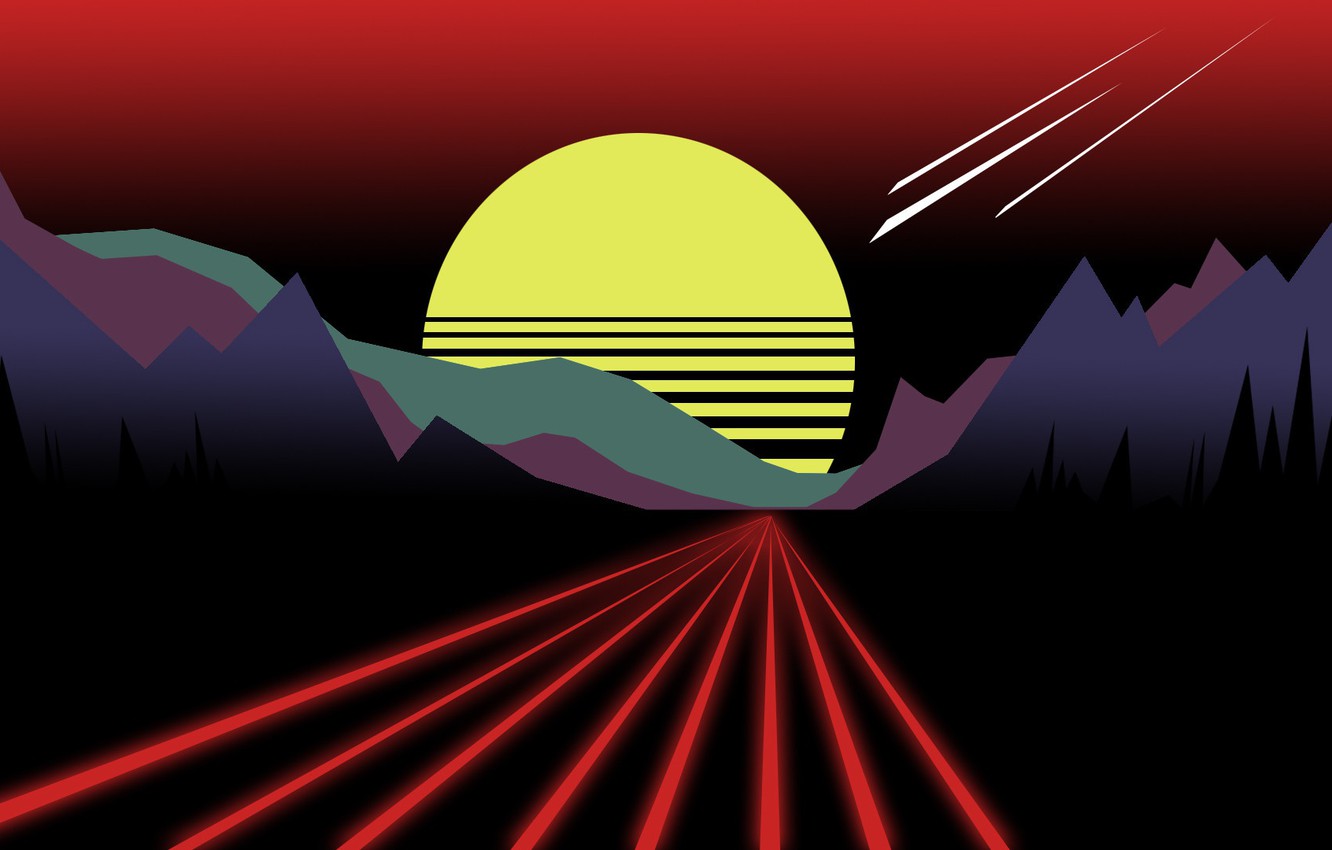 Neon Retrowave Hills Wallpapers