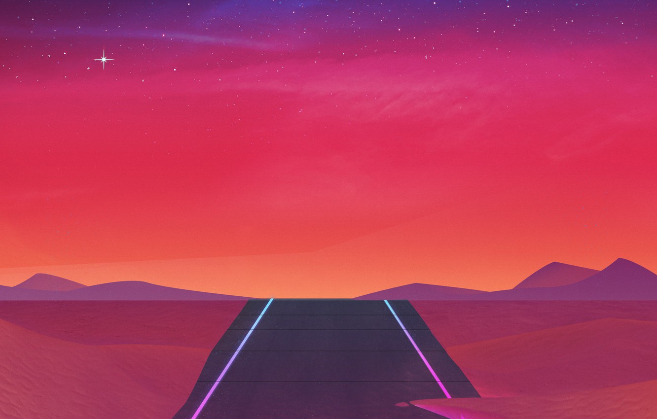 Neon Retrowave Hills Wallpapers