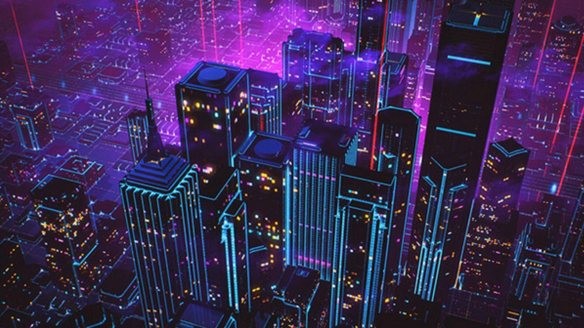 Neon Wave Futuristic City Wallpapers