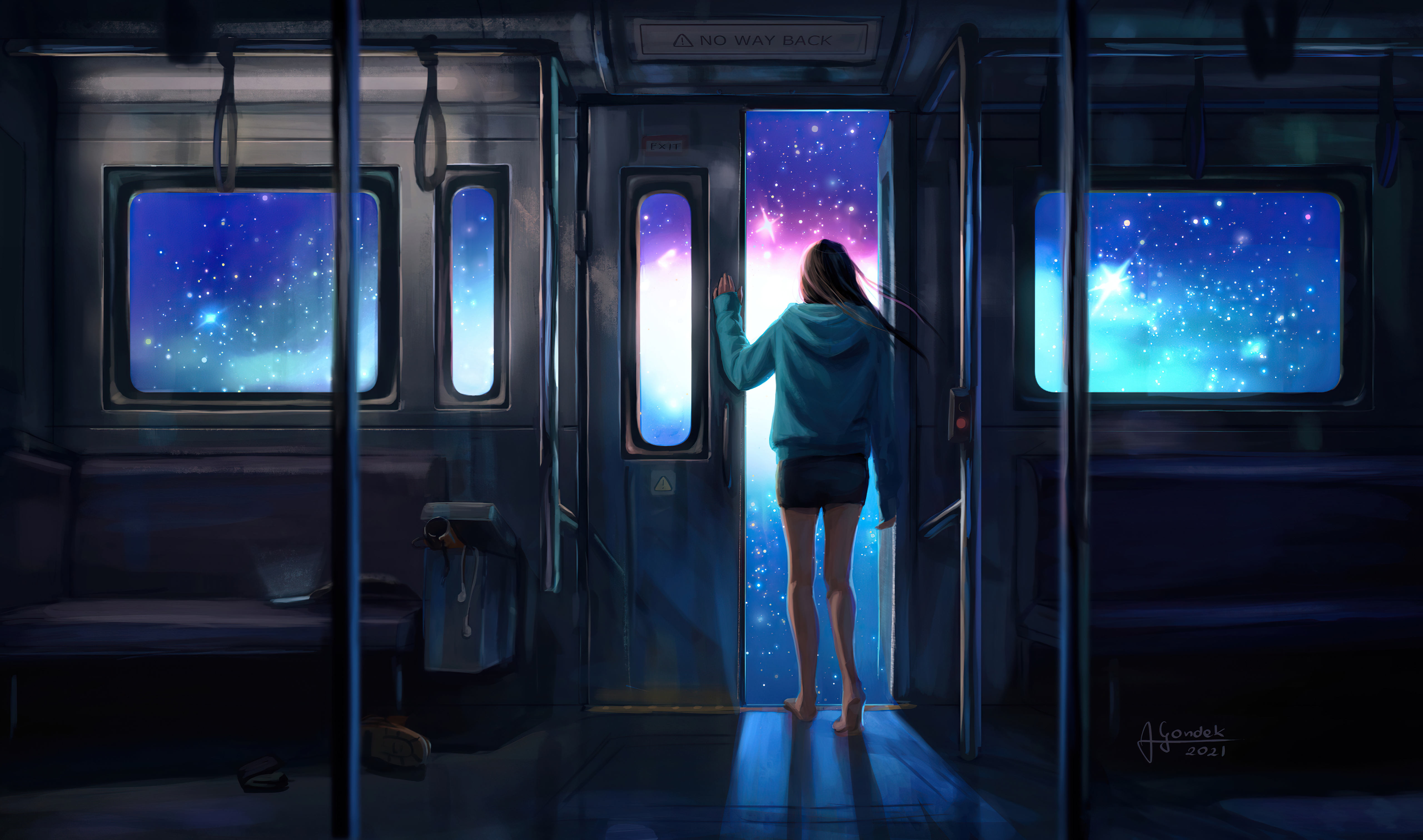 Night Train Illustration 5K Wallpapers