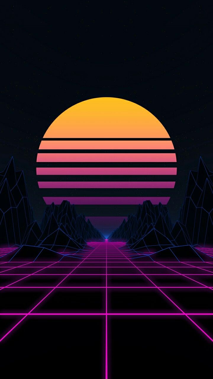 Outrun Pixel Sunset Wallpapers