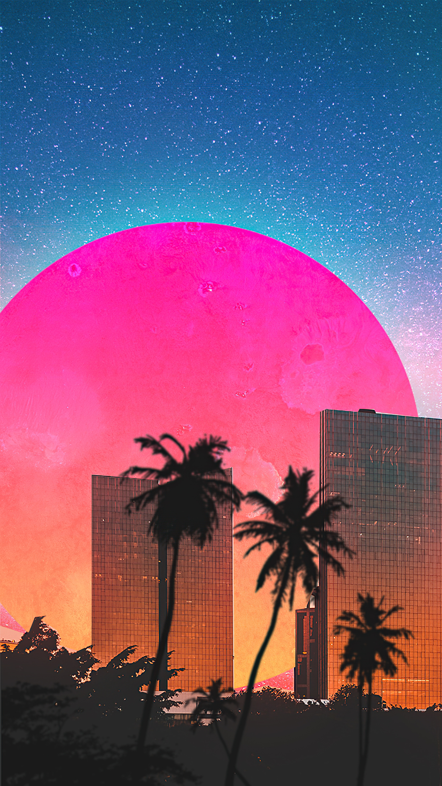 Outrun Pixel Sunset Wallpapers