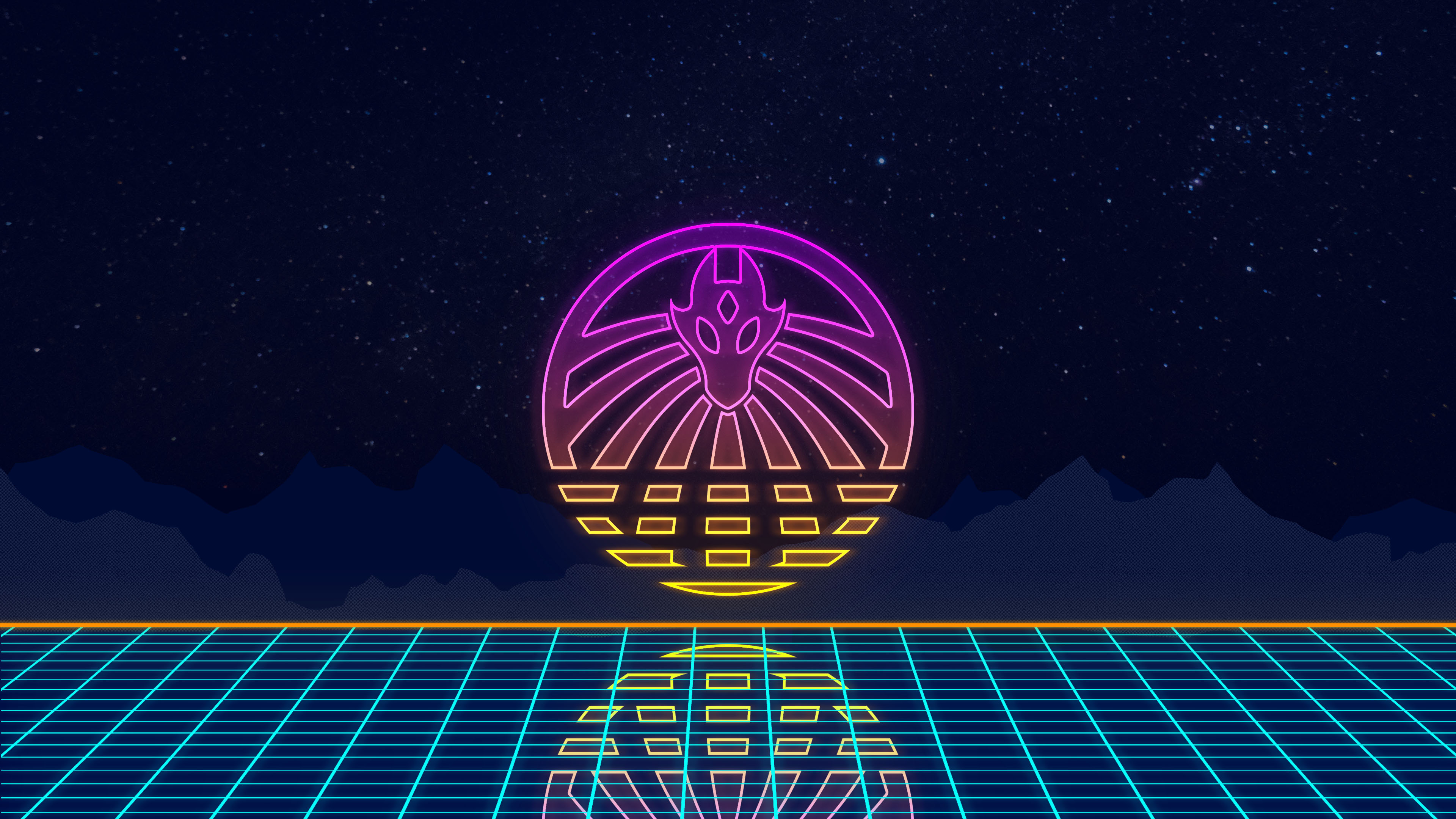 Outrun Pixel Sunset Wallpapers