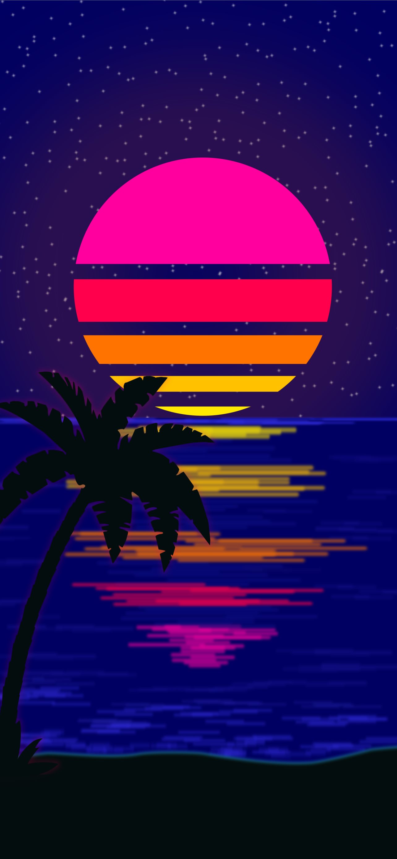 Outrun Pixel Sunset Wallpapers