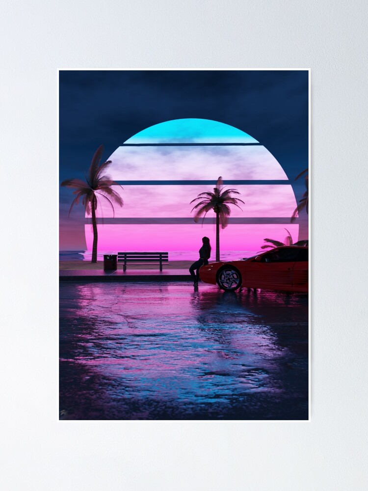 Outrun Sunset At The Ocean Wallpapers