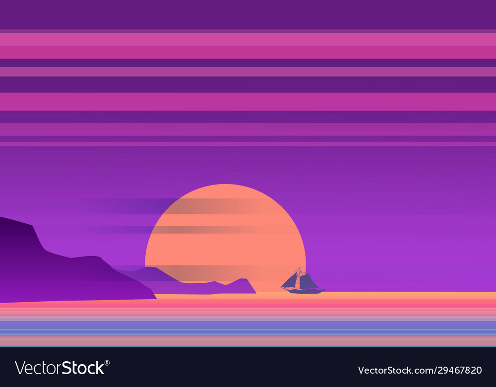 Outrun Sunset At The Ocean Wallpapers