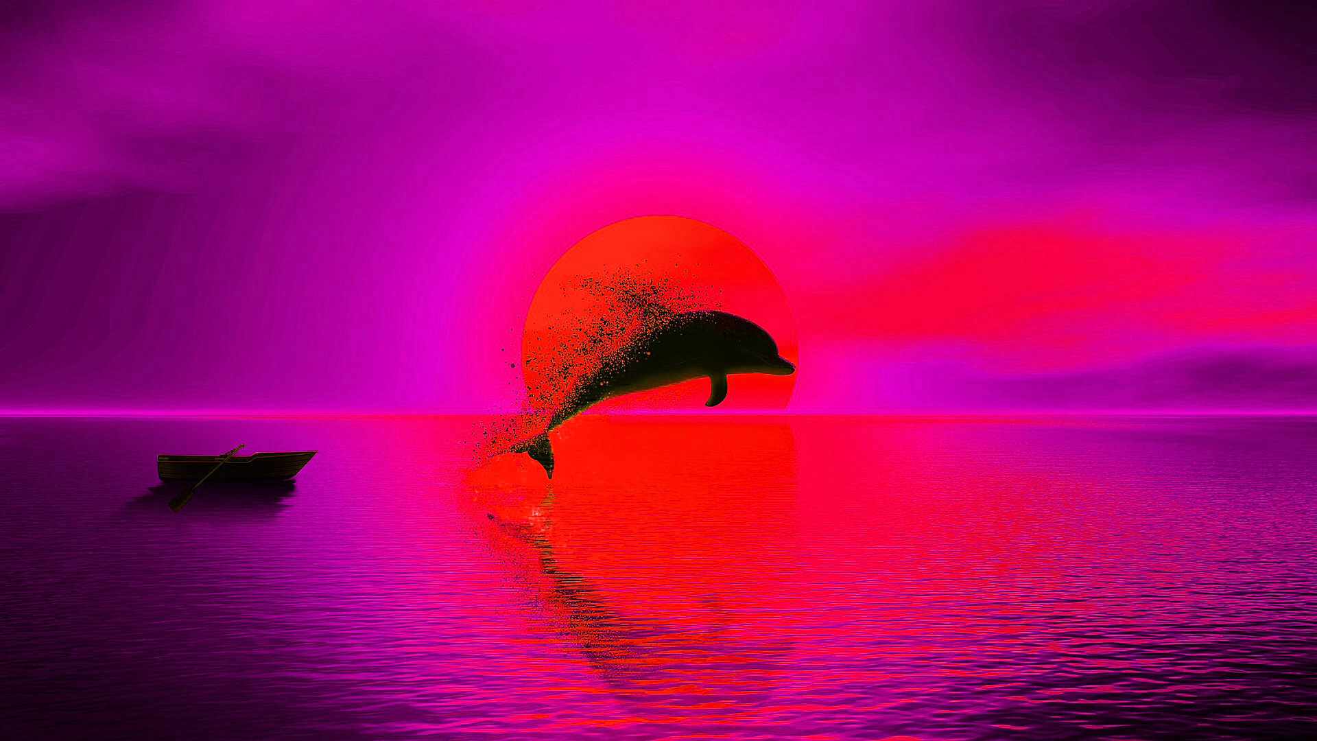 Outrun Sunset At The Ocean Wallpapers