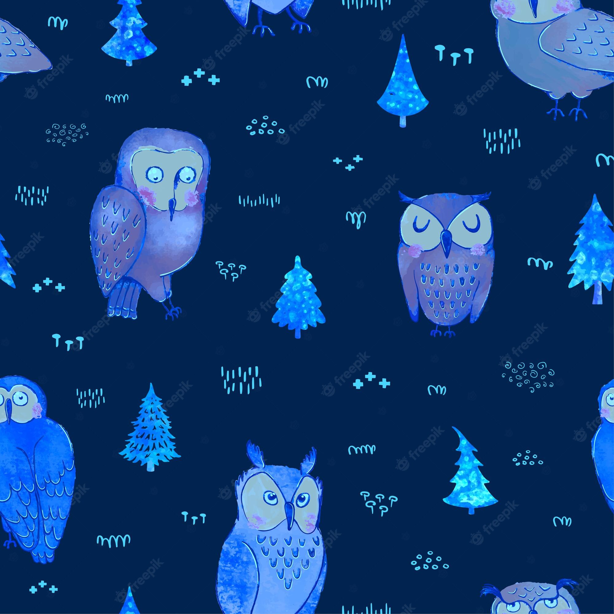 Owl Forest At Night Art Wallpapers