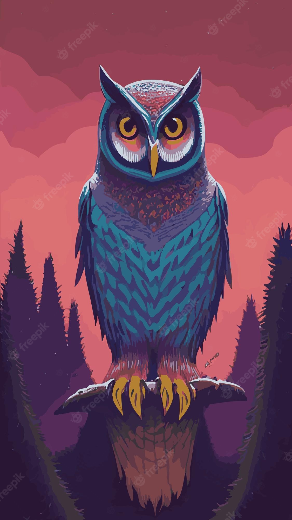 Owl Forest At Night Art Wallpapers