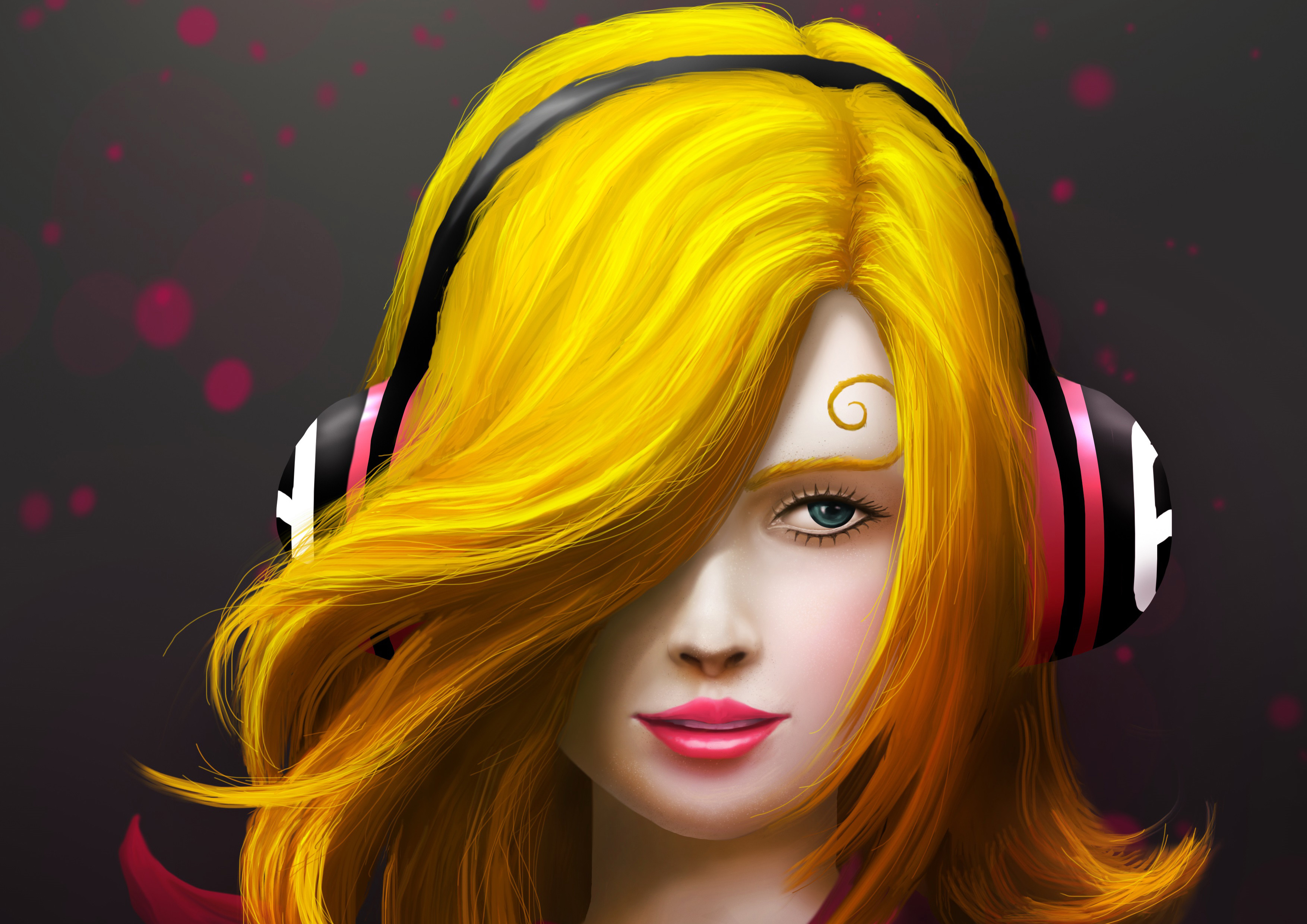 Painting Art Girl Headphones Wallpapers