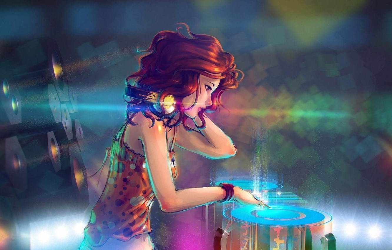 Painting Art Girl Headphones Wallpapers