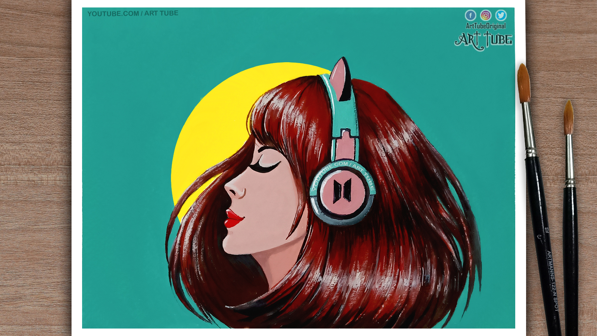 Painting Art Girl Headphones Wallpapers