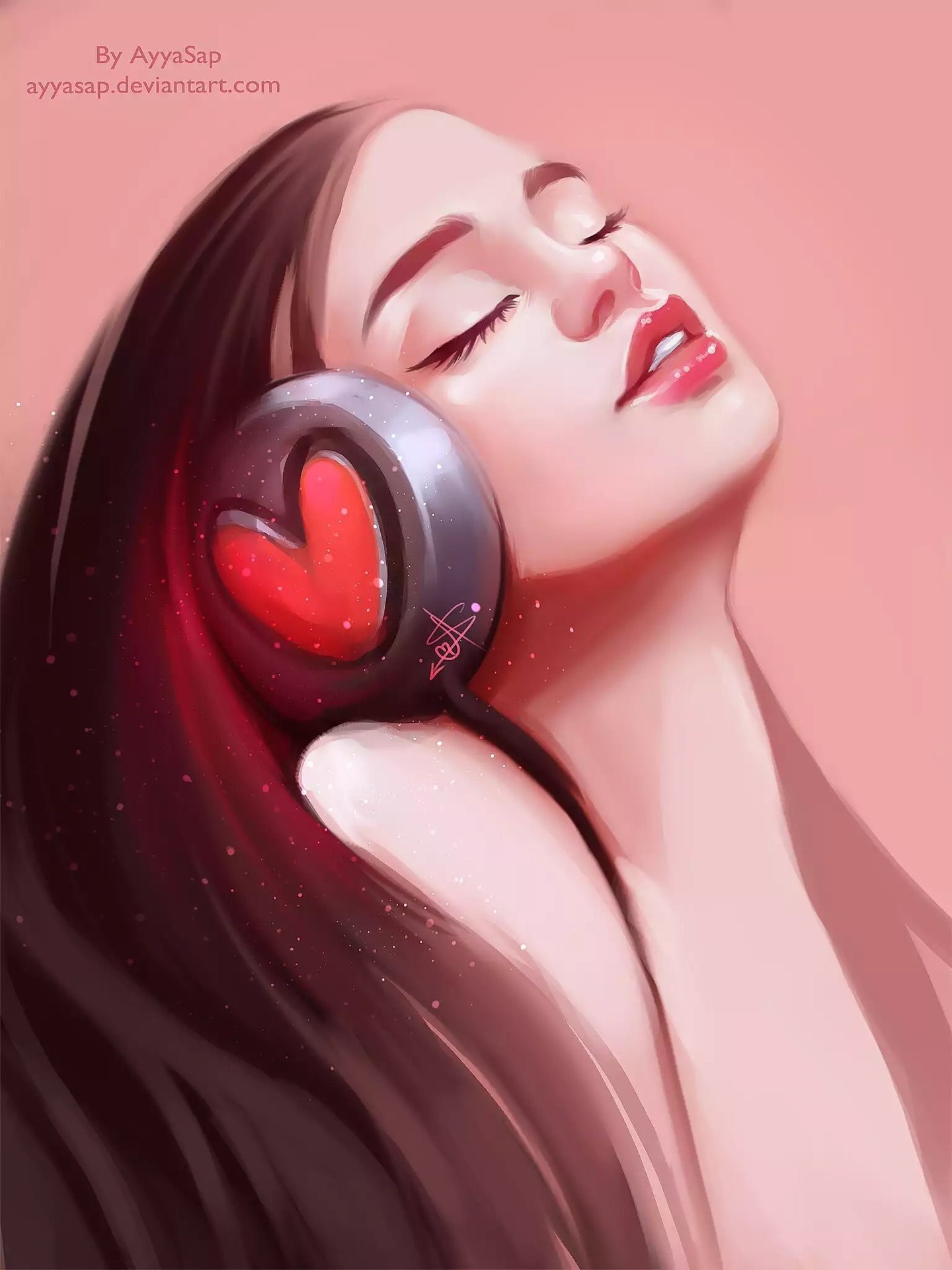 Painting Art Girl Headphones Wallpapers