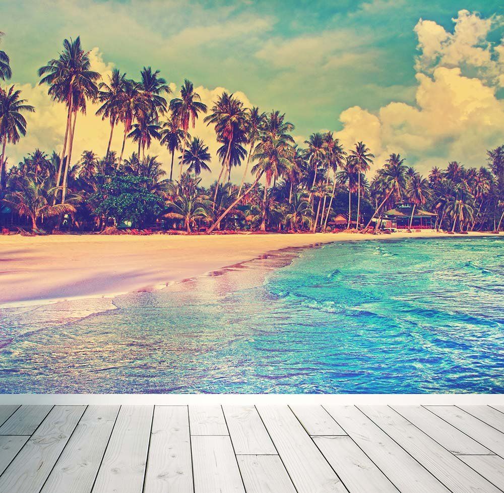 Palm Tree Beach Retro Wallpapers