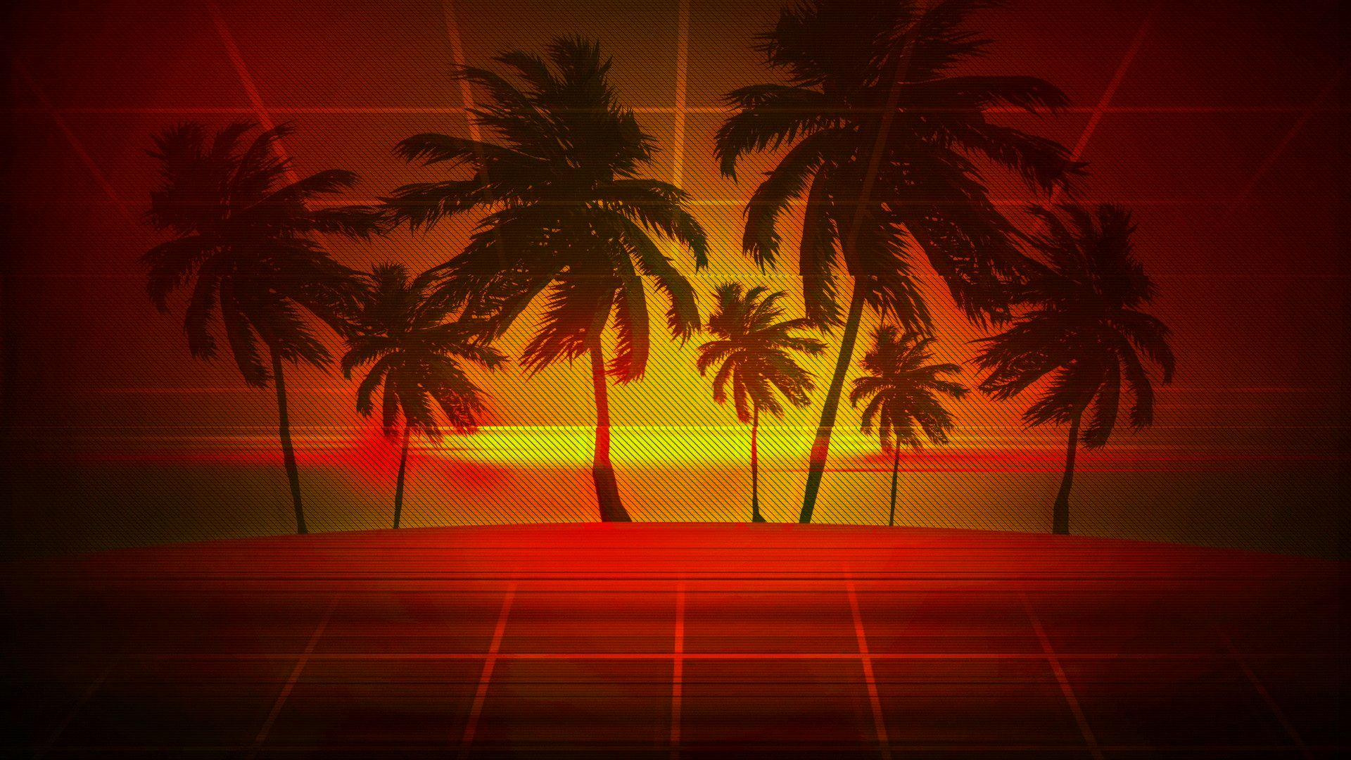 Palm Tree Beach Retro Wallpapers