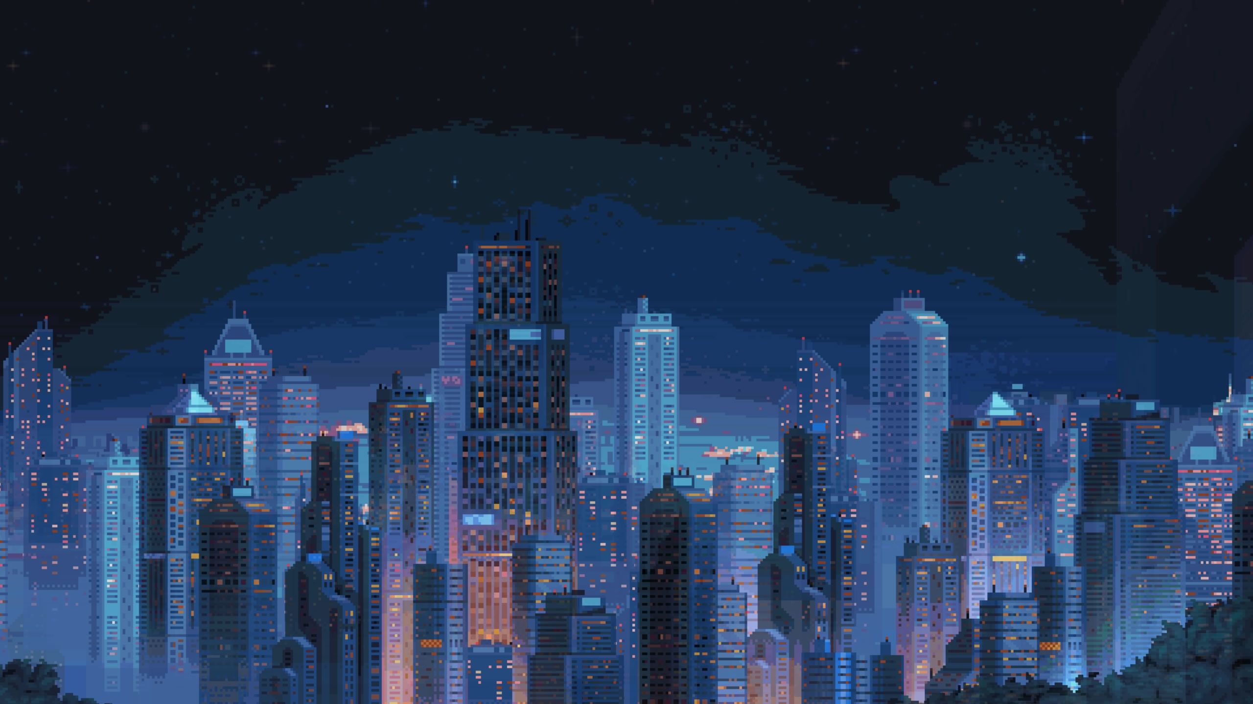 Pixel Art Bridge Night Wallpapers