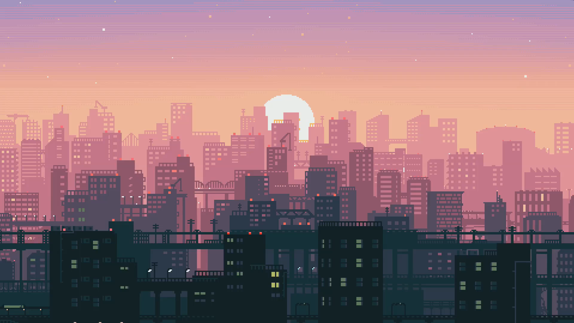 Pixel Sunset Digital Art Wallpapers