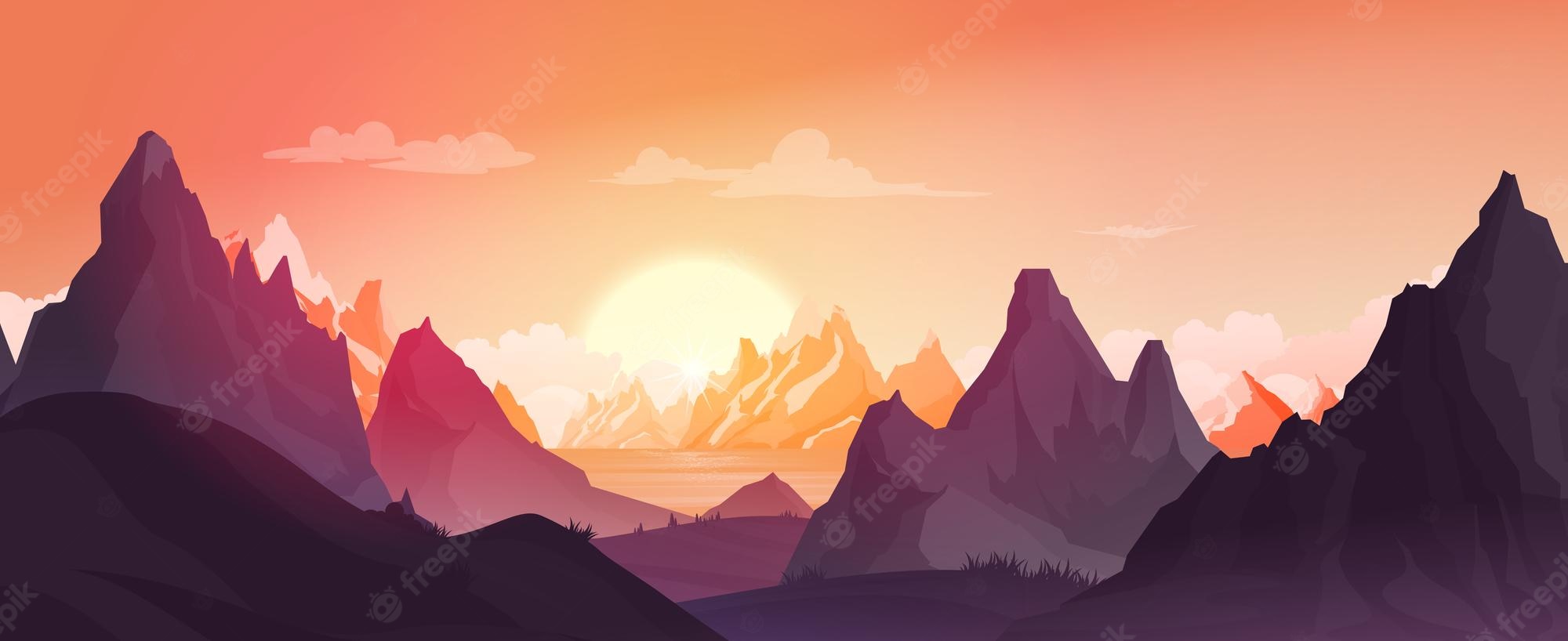 Polygon Lake Sunset Wallpapers