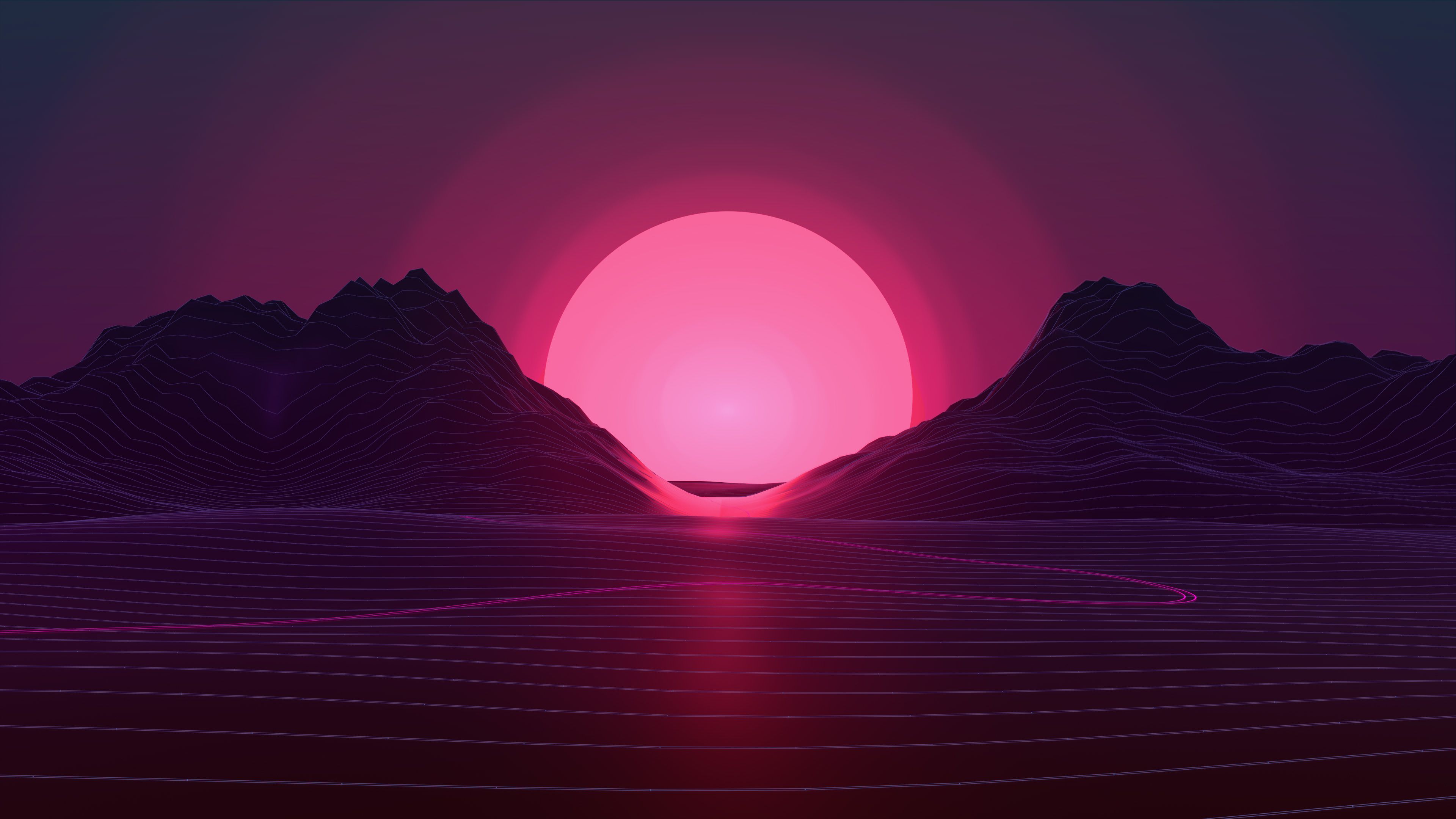 Purple Sunrise 4K Vaporwave Wallpapers