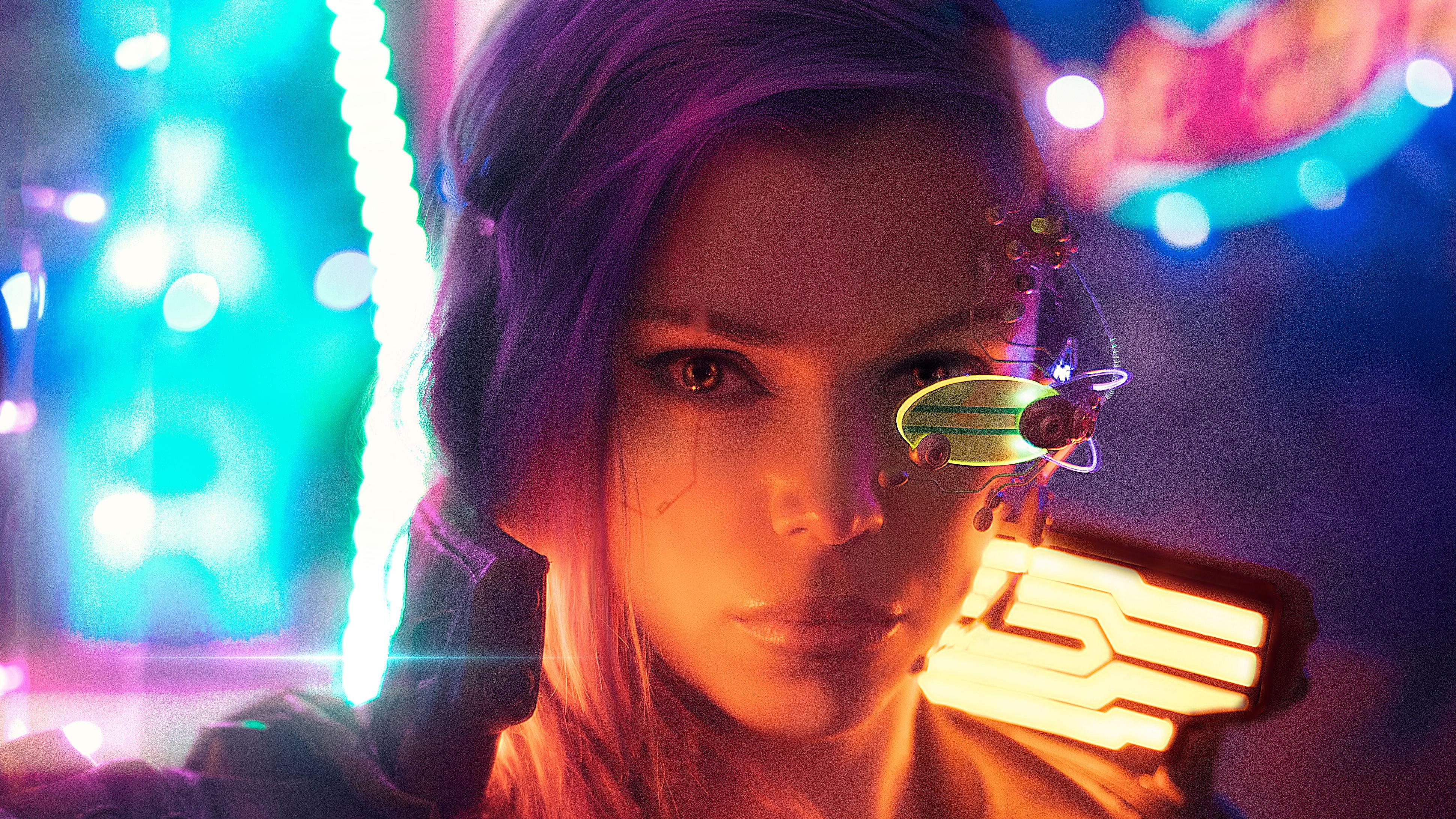 Red Hair Cyberpunk Girl Wallpapers