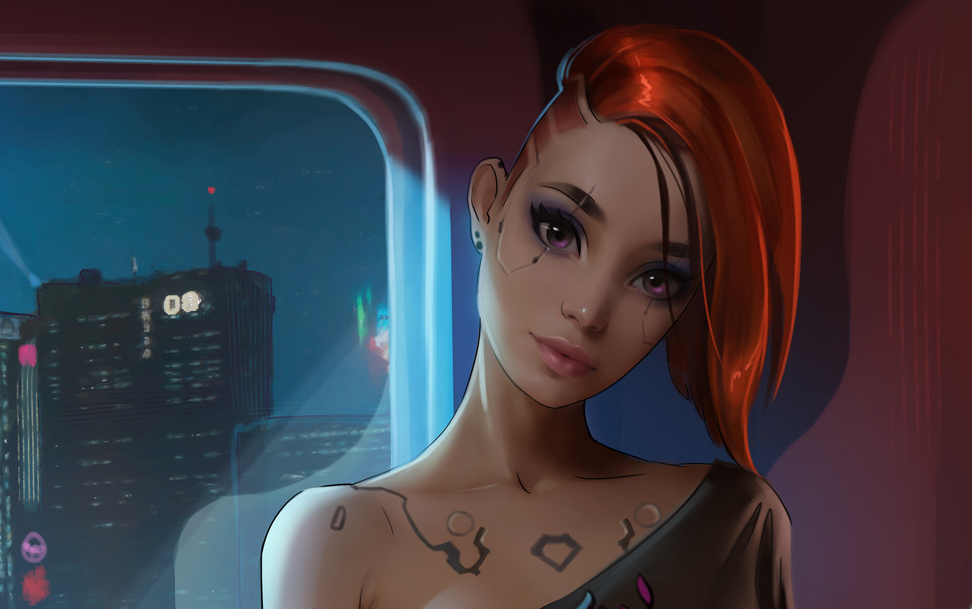 Red Hair Cyberpunk Girl Wallpapers