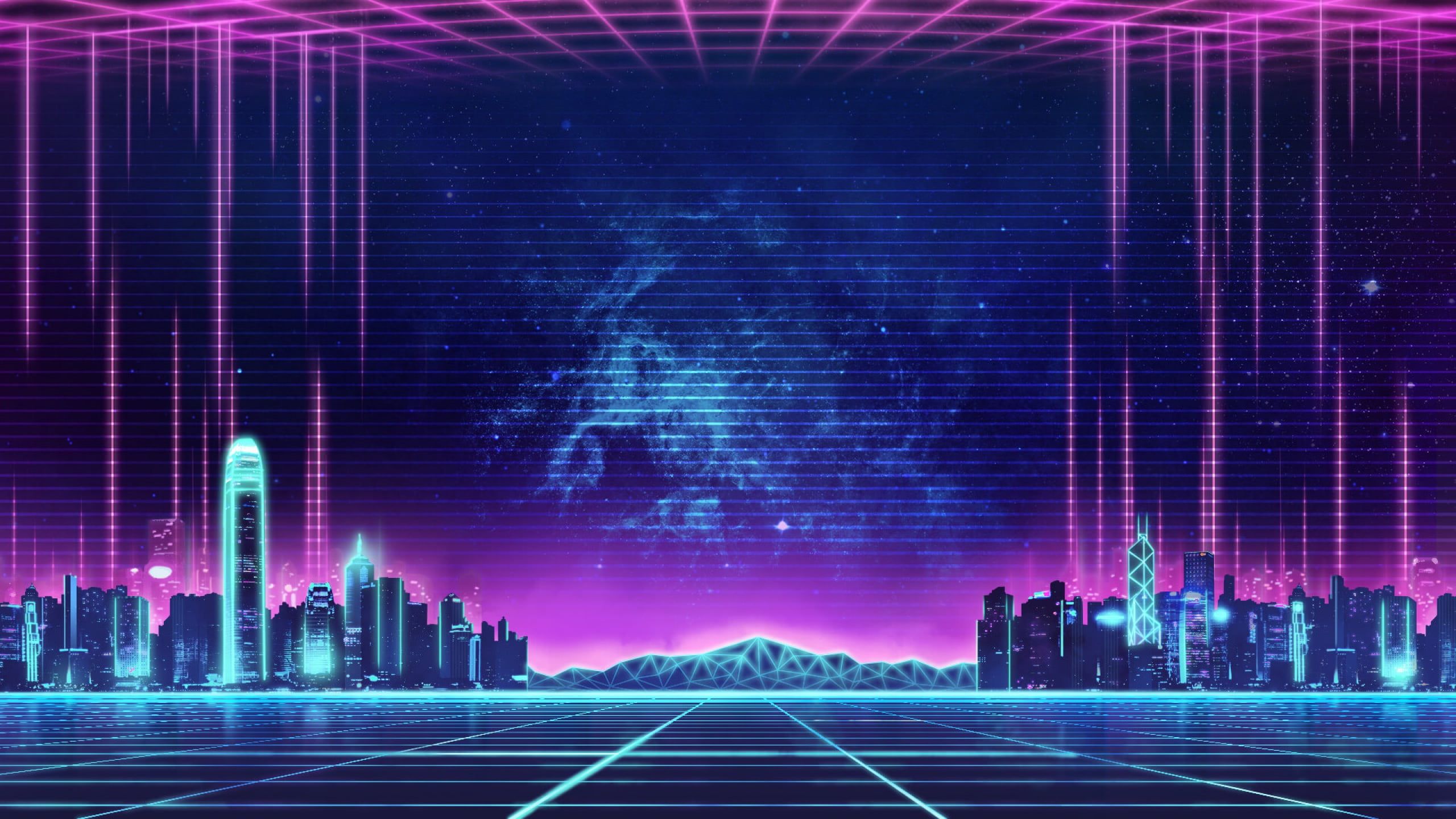 Retro Wave Purple Skyscraper City Wallpapers