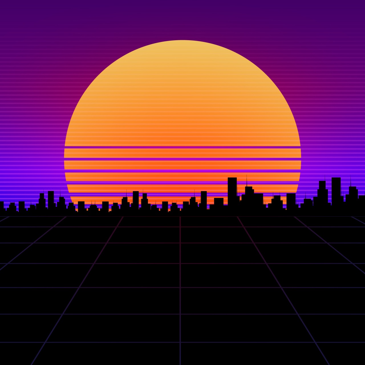 Retro Wave Sunset And Running Car Wallpapers