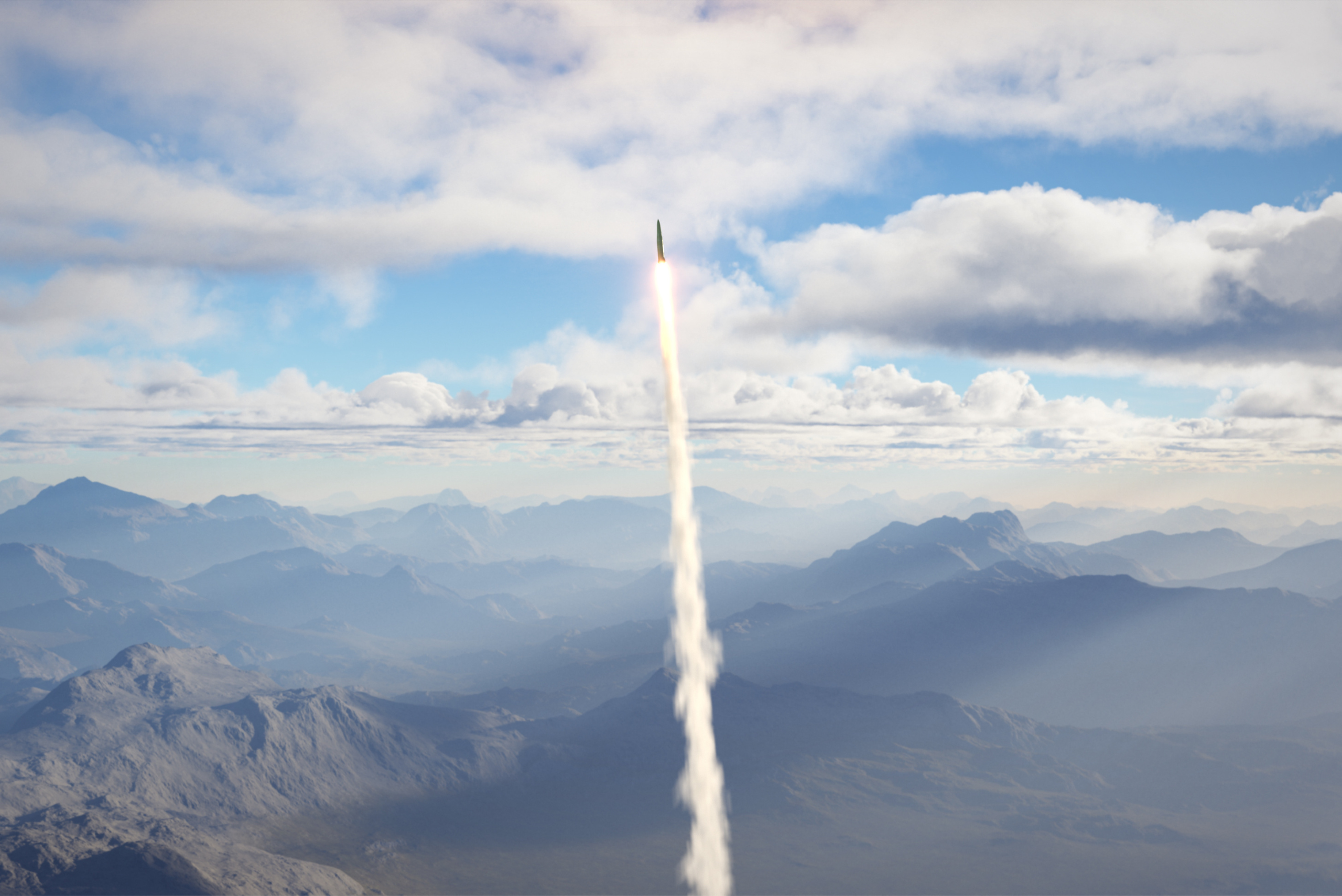 Rocket Flying Over Mountains Wallpapers