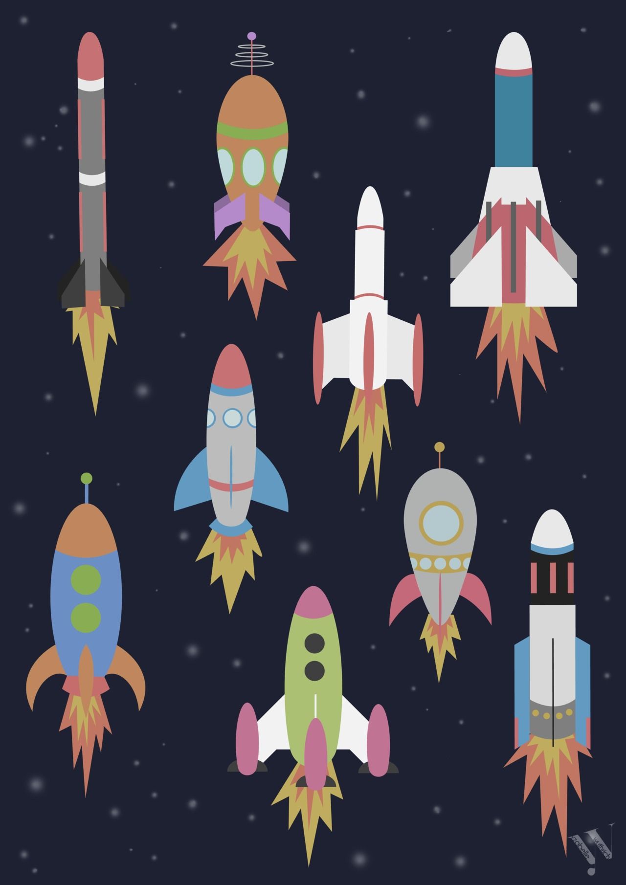 Rocketship Illustration Wallpapers