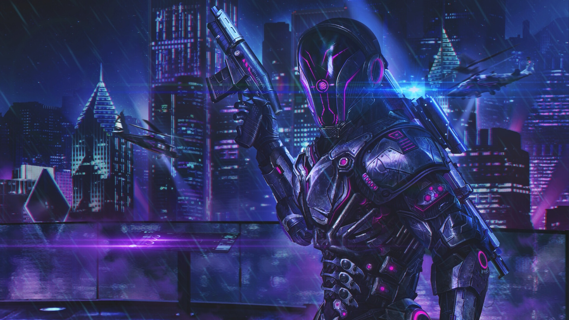 Scary Cyberpunk Warrior Illustration Wallpapers