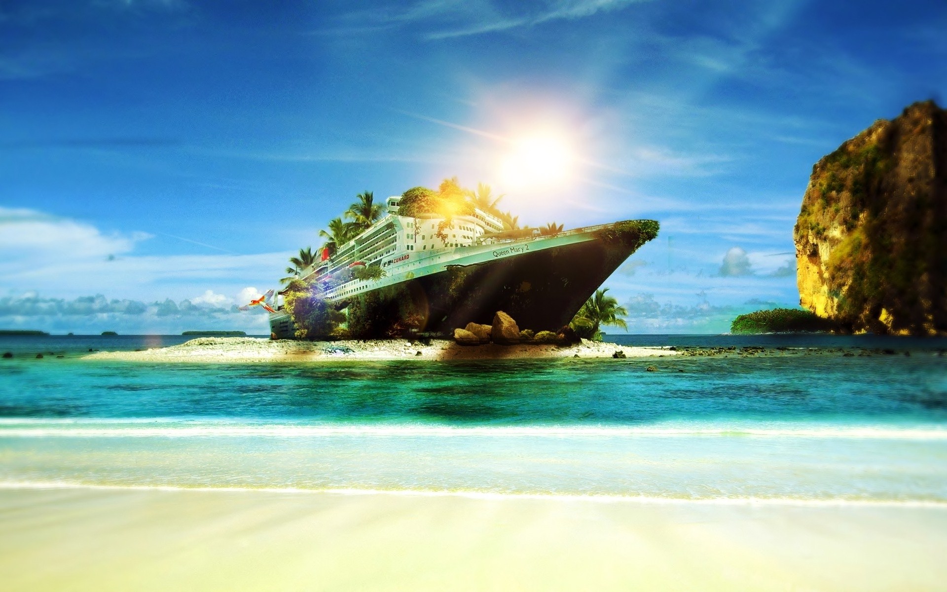 Ship On The Ocean Artistic Wallpapers